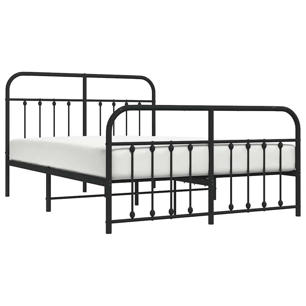 Metal Bed Frame without Mattress with Footboard Black 135x190 cm Price