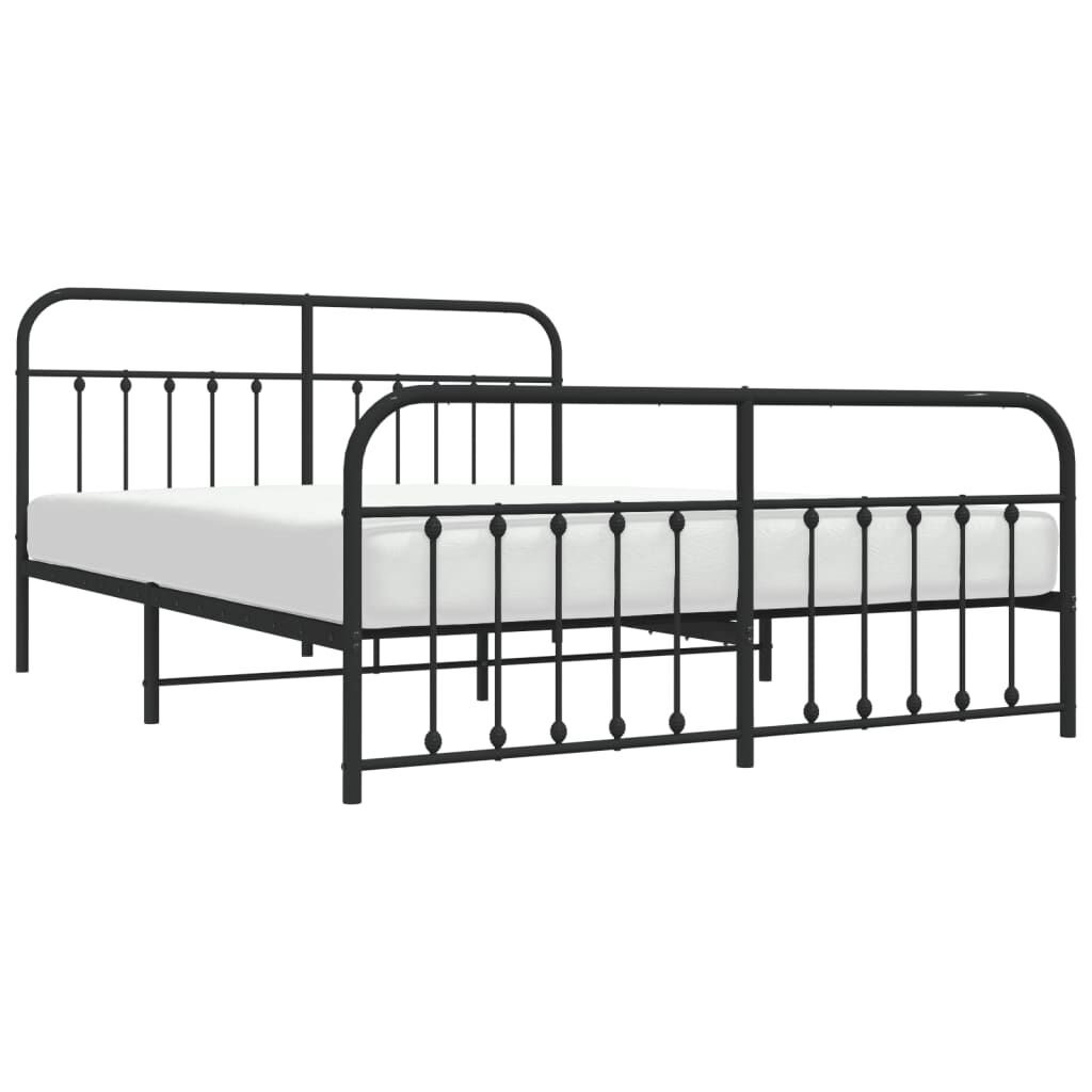 Metal Bed Frame without Mattress with Footboard Black 183x203 cm King Price