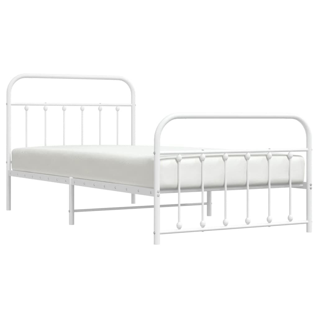 Metal Bed Frame without Mattress with Footboard White 107x203 cm King Single Price