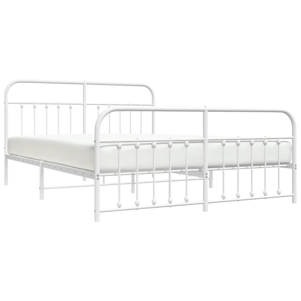Metal Bed Frame without Mattress with Footboard White 183x203 cm King Price