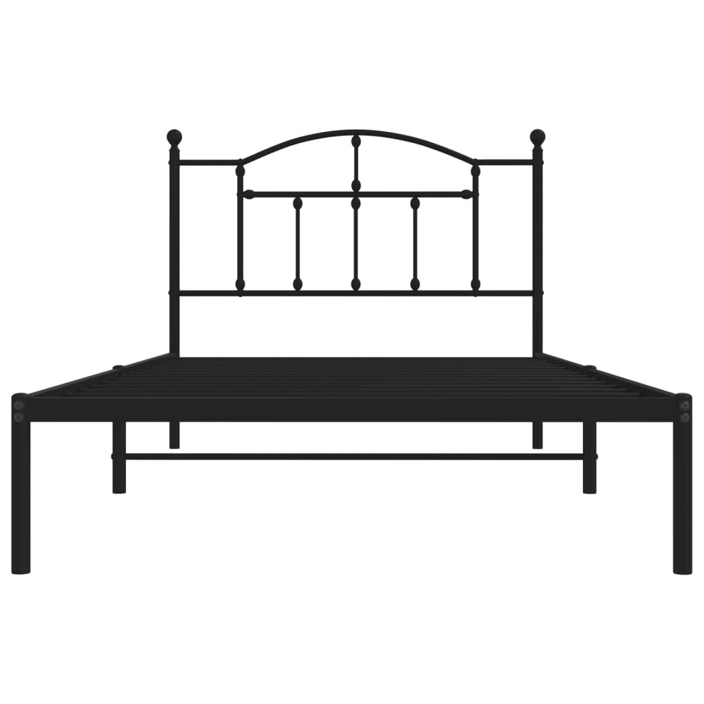 Metal Bed Frame without Mattress with Headboard Black 107x203 cm King Single Price