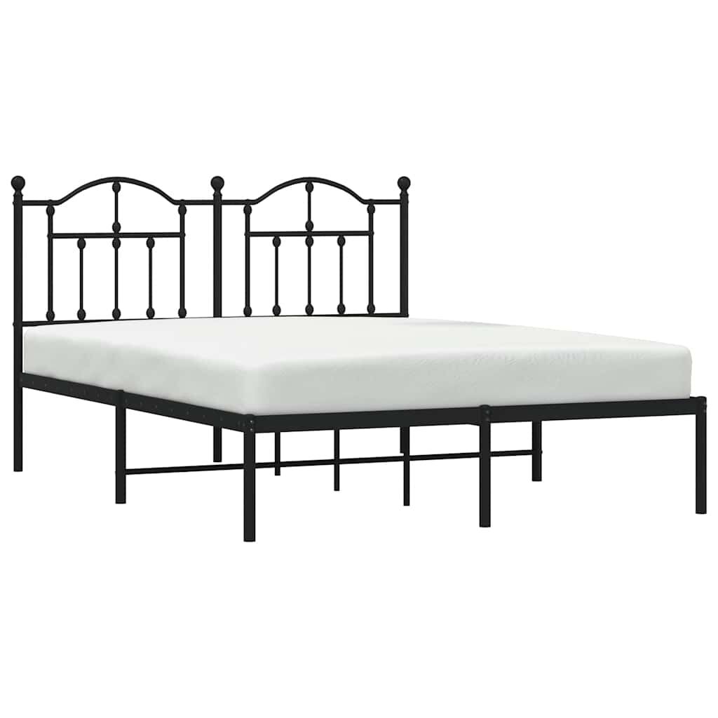 Metal Bed Frame without Mattress with Headboard Black 150x200 cm Price