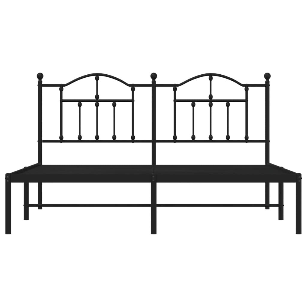 Metal Bed Frame without Mattress with Headboard Black 183x203 cm King Price