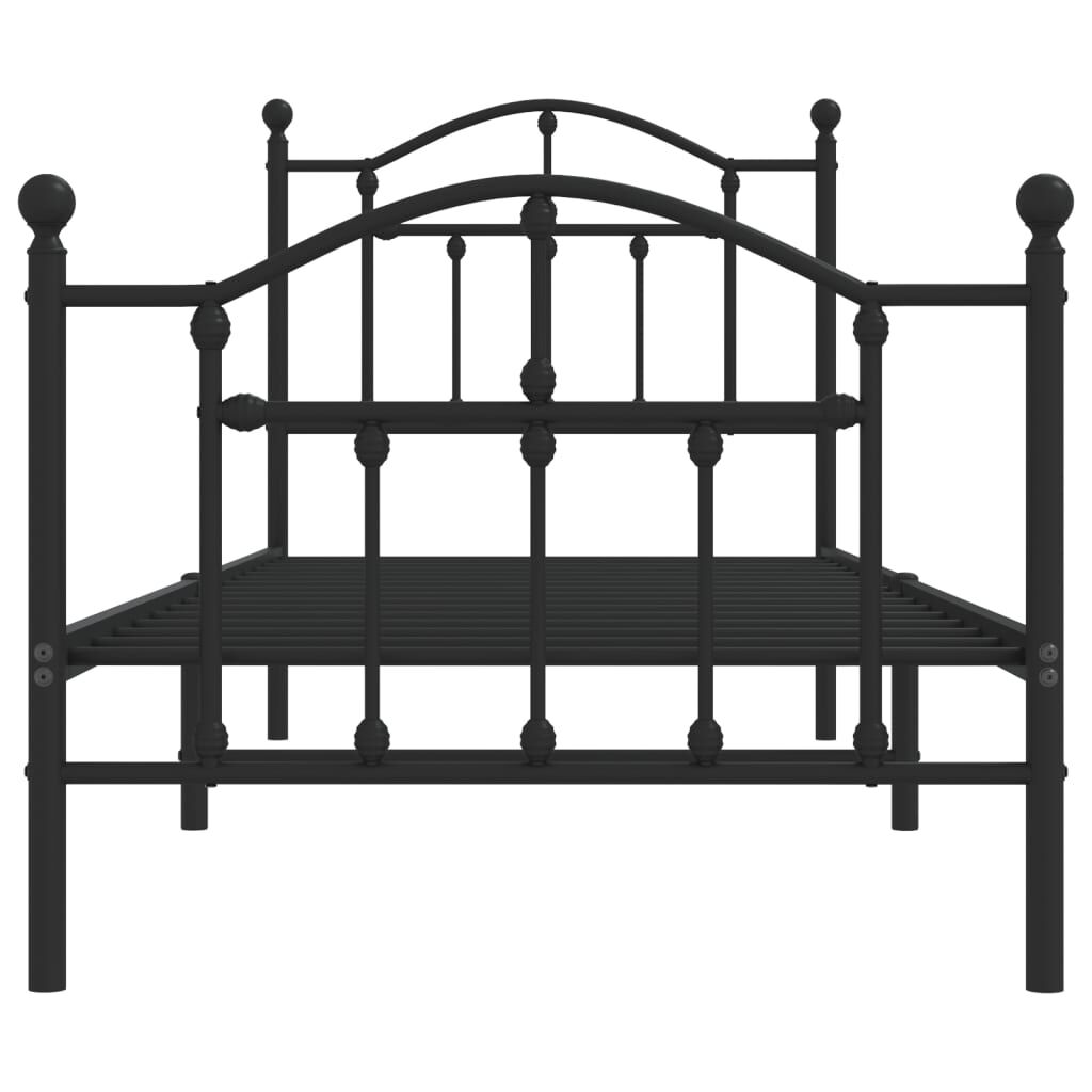 Metal Bed Frame without Mattress with Footboard Black 90x190 cm Price