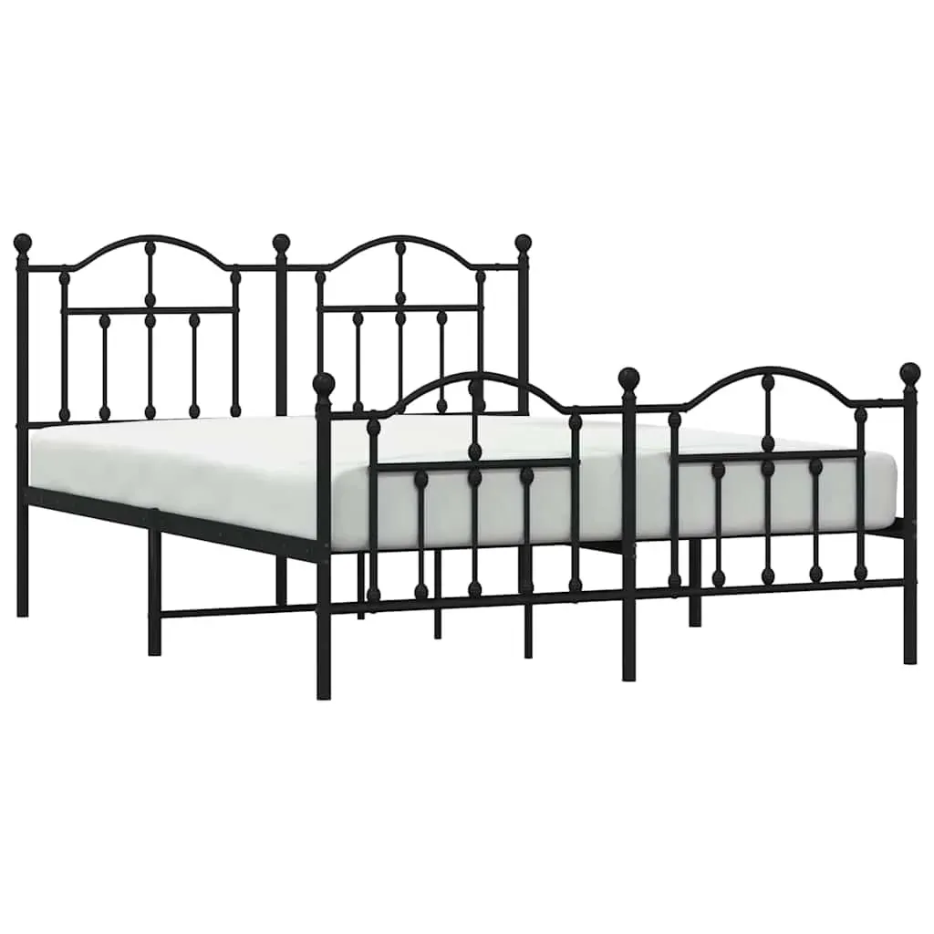 Metal Bed Frame without Mattress with Footboard Black 150x200 cm Price