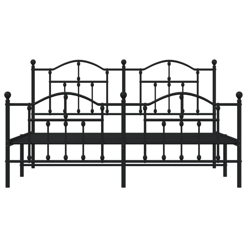 Metal Bed Frame without Mattress with Footboard Black 183x203 cm King Price
