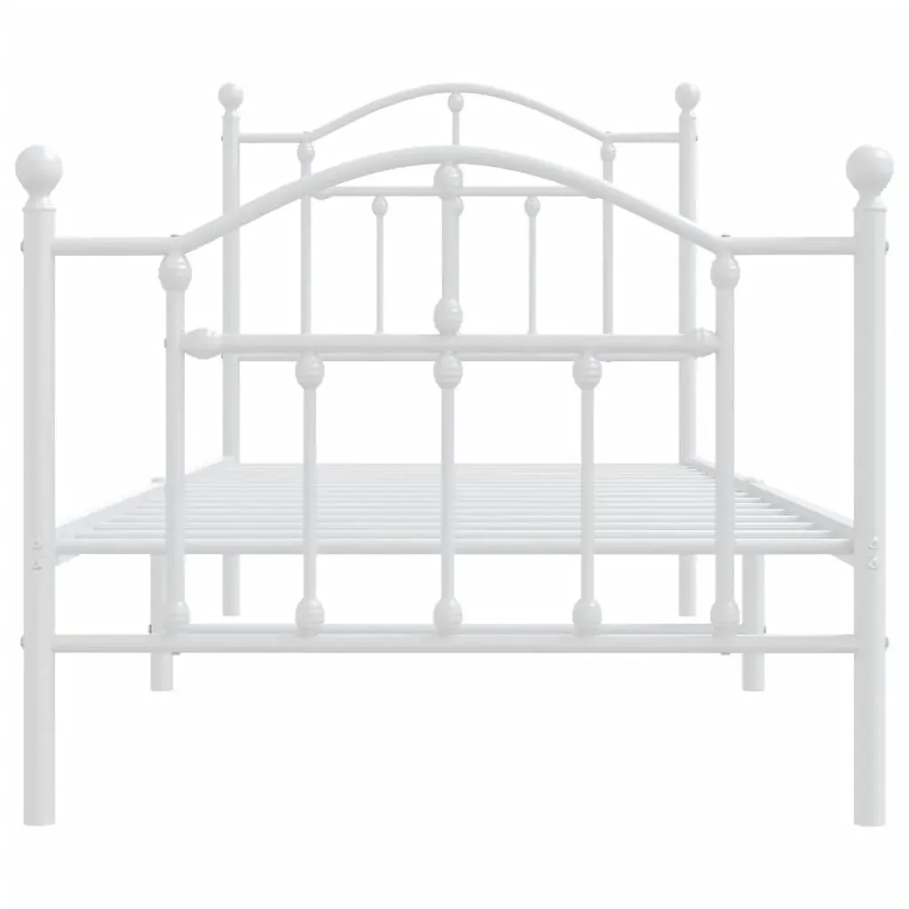 Metal Bed Frame without Mattress with Footboard White 90x190 cm Price