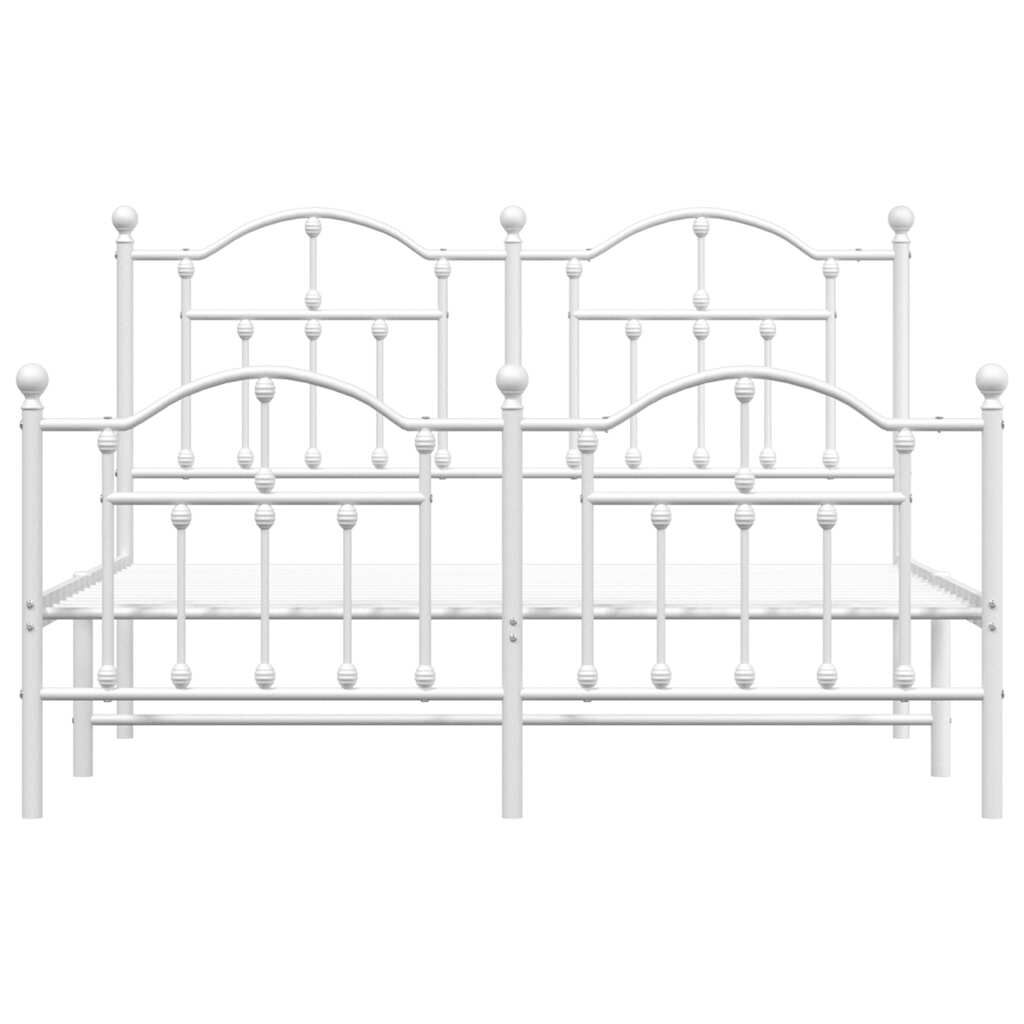 Metal Bed Frame without Mattress with Footboard White 135x190 cm Price