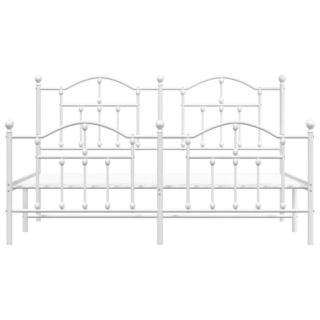 Metal Bed Frame without Mattress with Footboard White 183x203 cm King Price