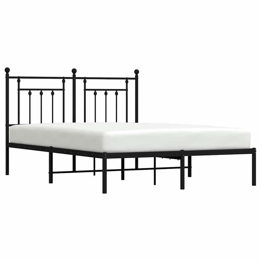 Metal Bed Frame without Mattress with Headboard Black 150x200 cm Price