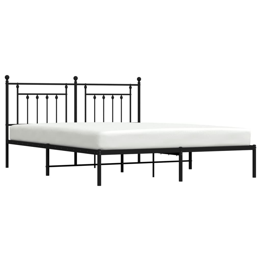 Metal Bed Frame without Mattress with Headboard Black 183x203 cm King Price