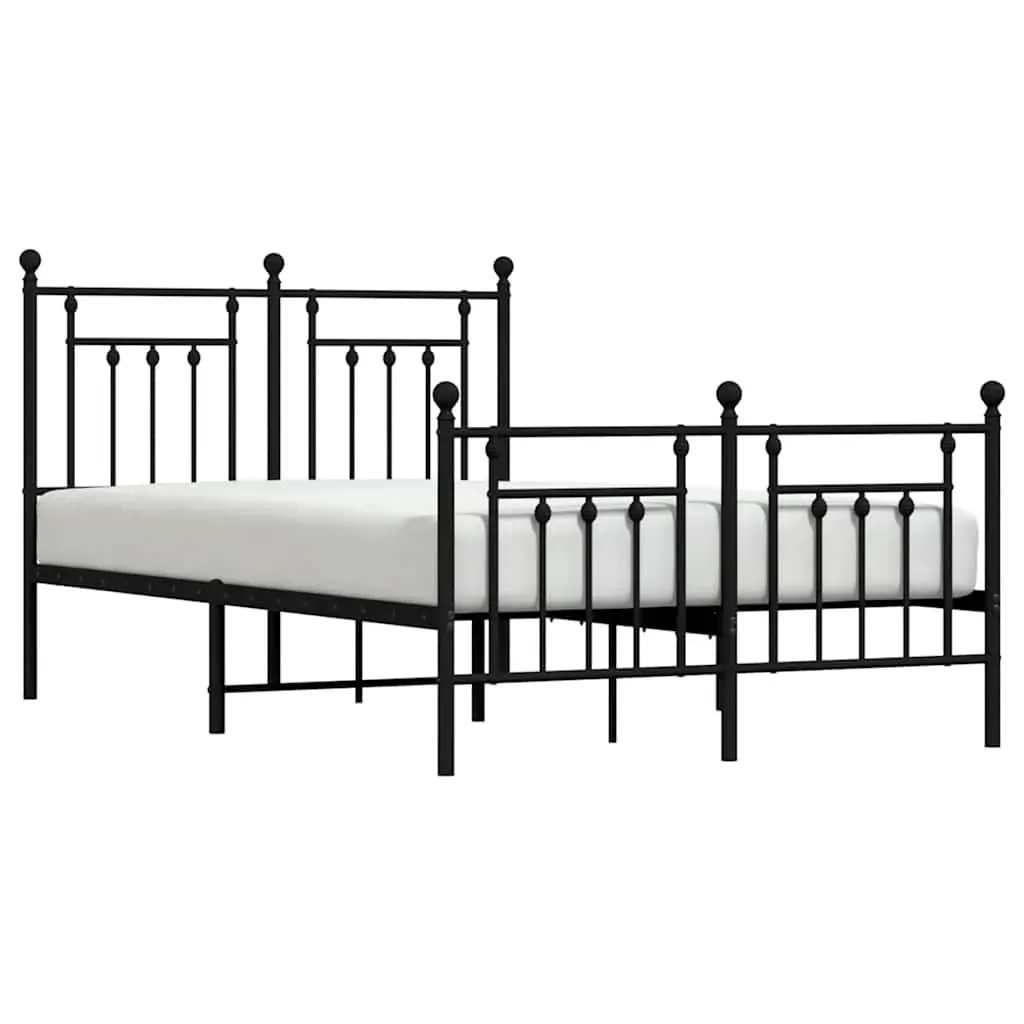 Metal Bed Frame without Mattress with Footboard Black 135x190 cm Price