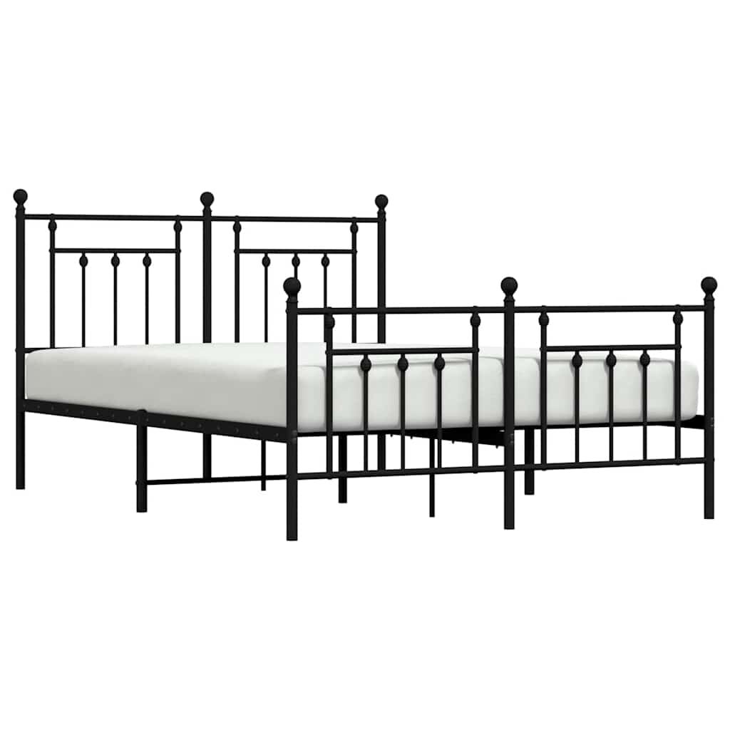 Metal Bed Frame without Mattress with Footboard Black 150x200 cm Price