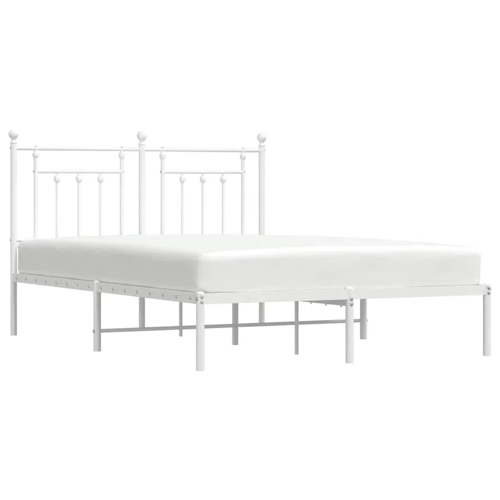 Metal Bed Frame without Mattress with Headboard White 150x200 cm Price