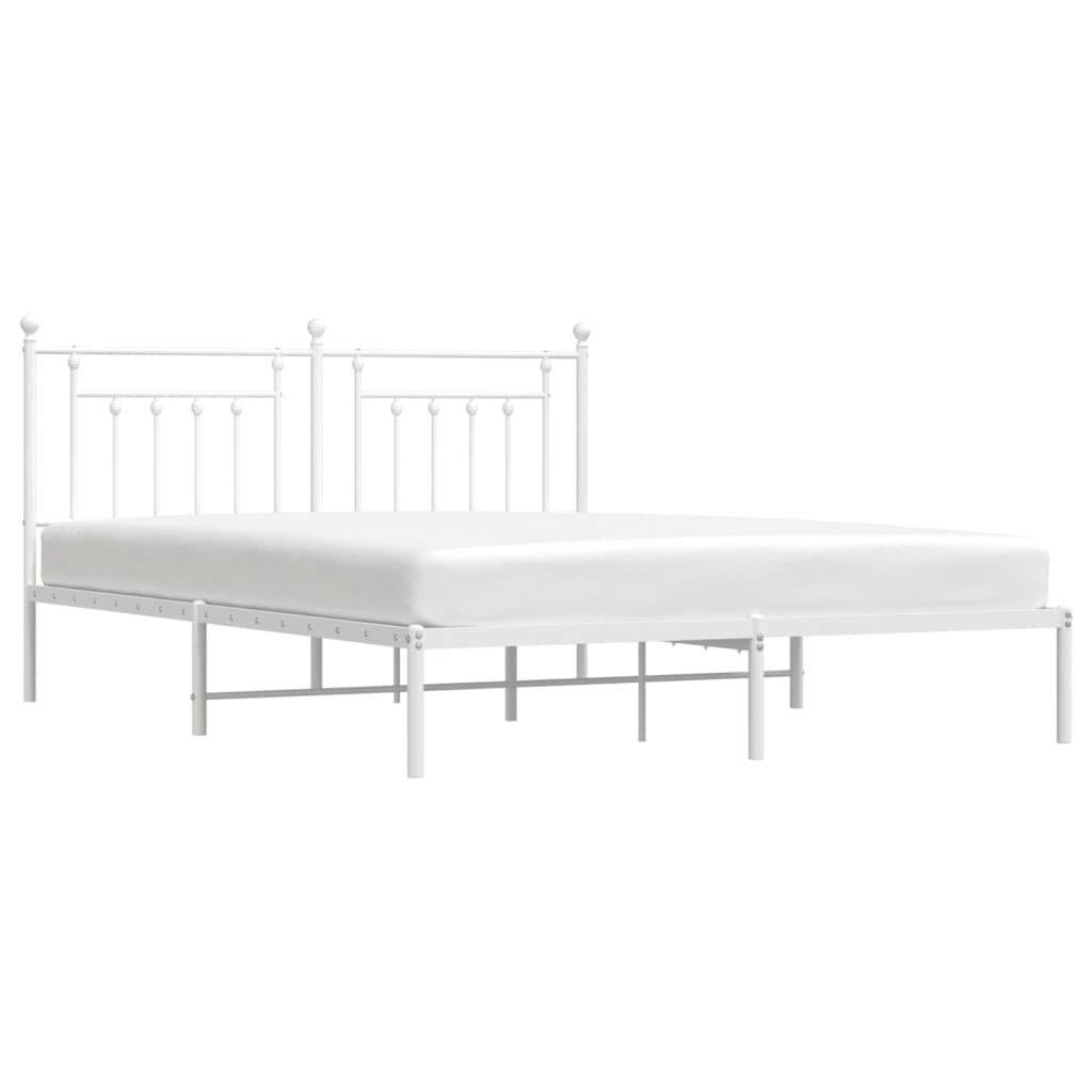 Metal Bed Frame without Mattress with Headboard White 183x203 cm King Price