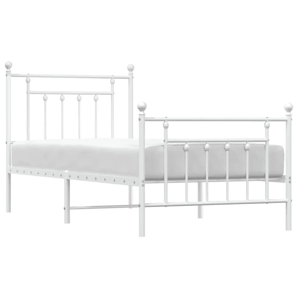 Metal Bed Frame without Mattress with Footboard White 90x190 cm Price