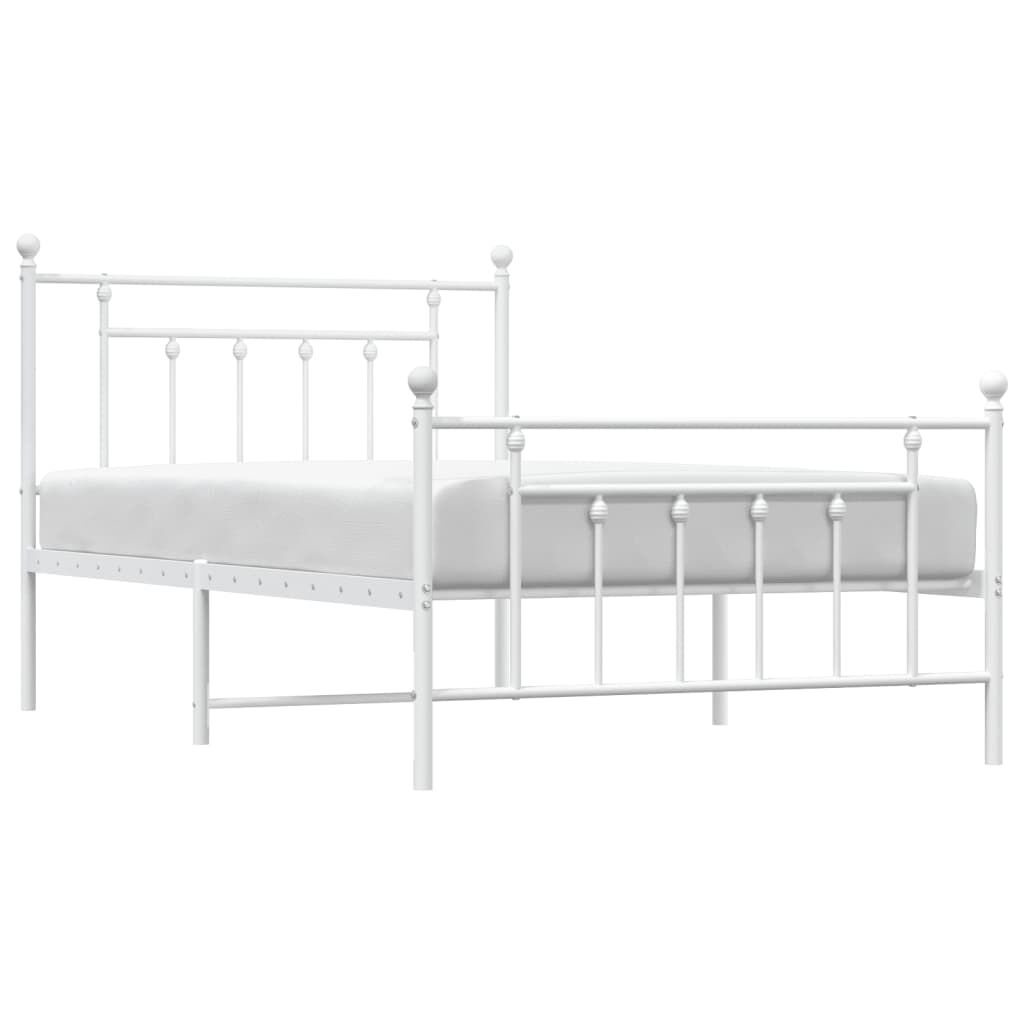 Metal Bed Frame without Mattress with Footboard White 107x203 cm King Single Price