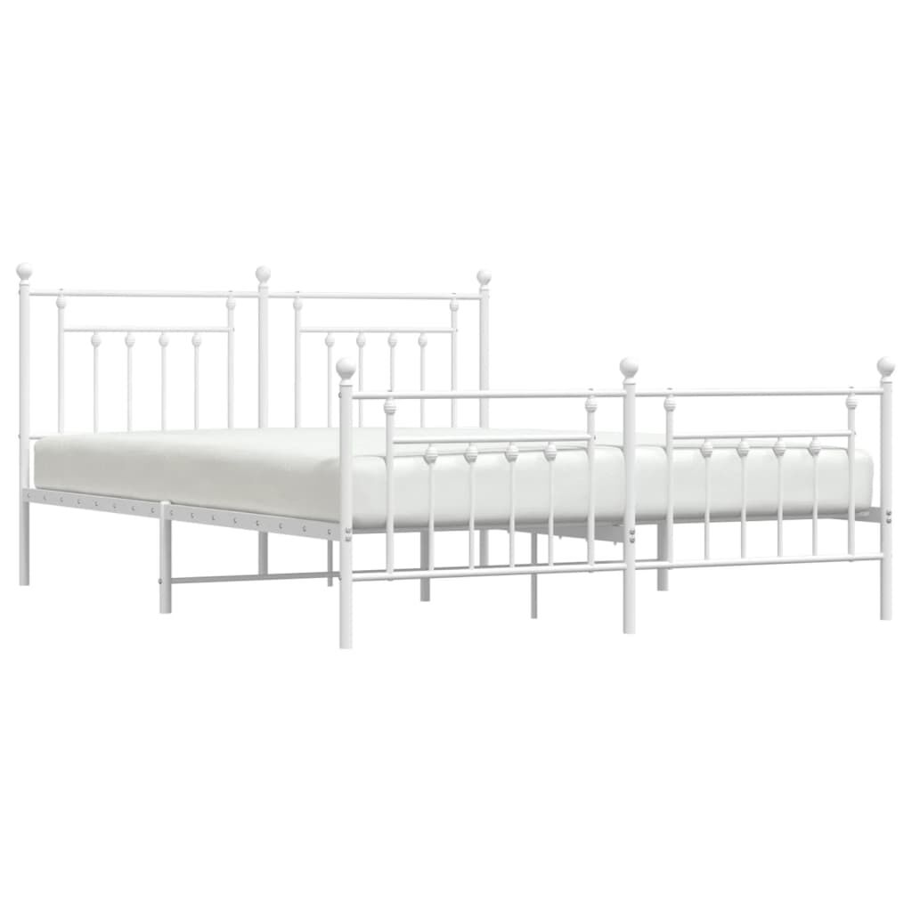 Metal Bed Frame without Mattress with Footboard White 183x203 cm King Price