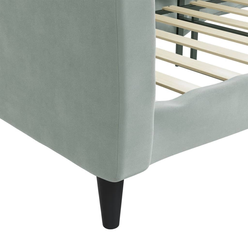 Day Bed without Mattress Light Grey 90x190 cm Velvet Price