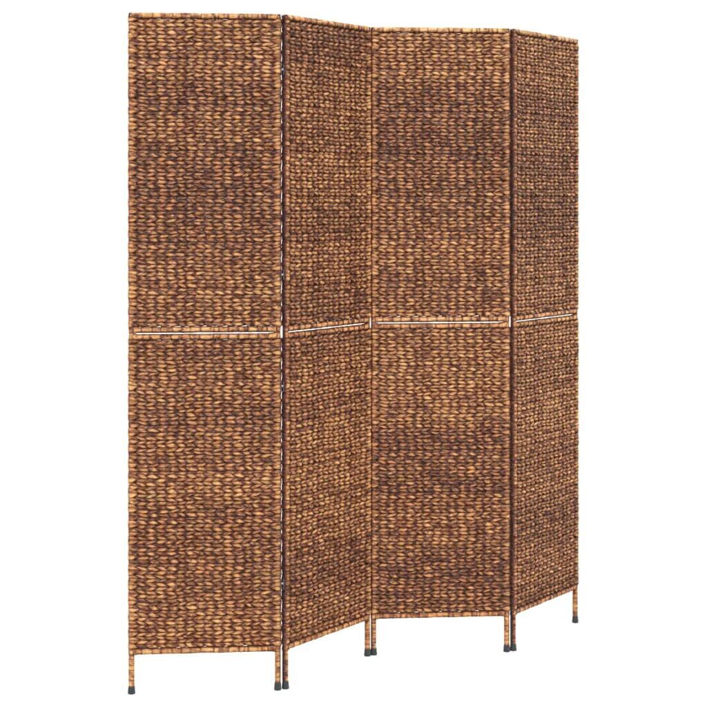 Room Divider 4-Panel Brown 163x180 cm Water Hyacinth Price