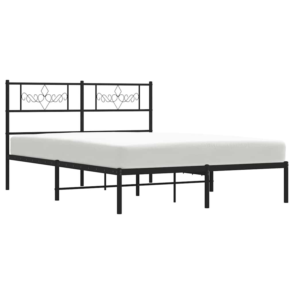 Metal Bed Frame without Mattress with Headboard Black 150x200 cm Price