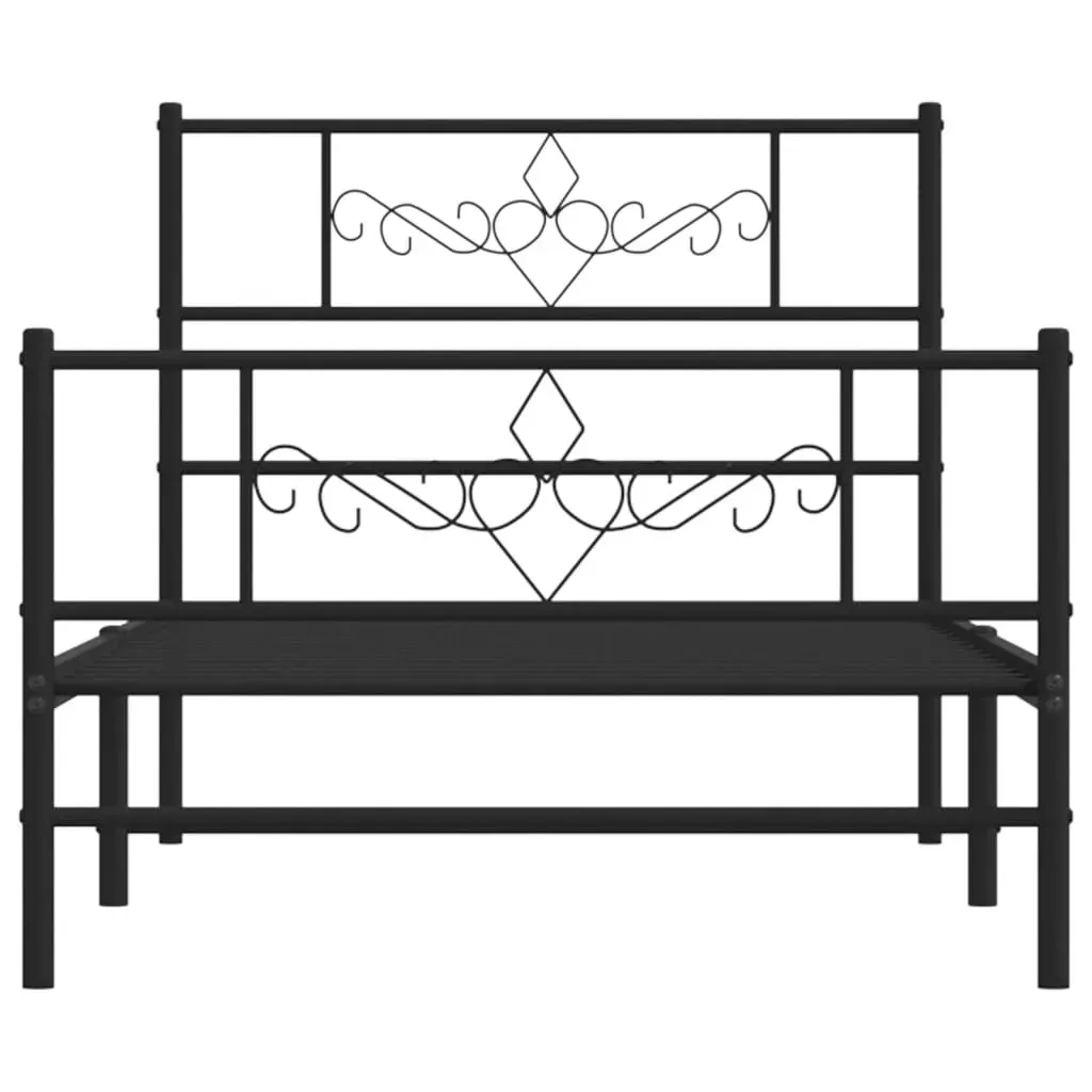 Metal Bed Frame without Mattress with Footboard Black 90x190 cm Price