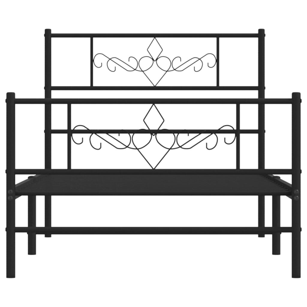 Metal Bed Frame without Mattress with Footboard Black 107x203 cm King Single Price