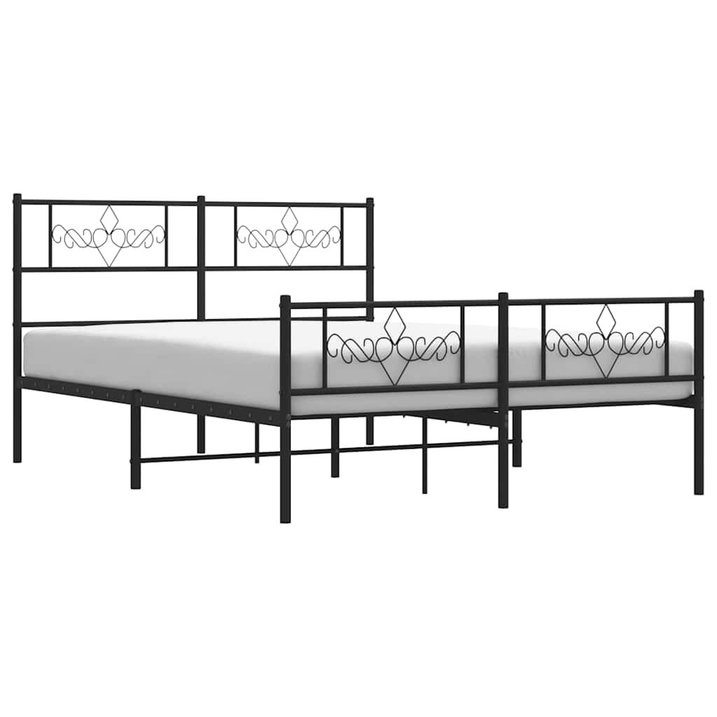 Metal Bed Frame without Mattress with Footboard Black 135x190 cm Price