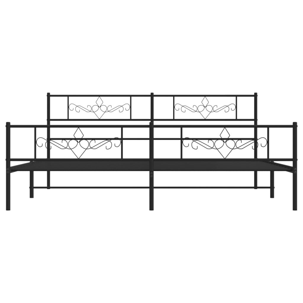 Metal Bed Frame without Mattress with Footboard Black 183x203 cm King Price