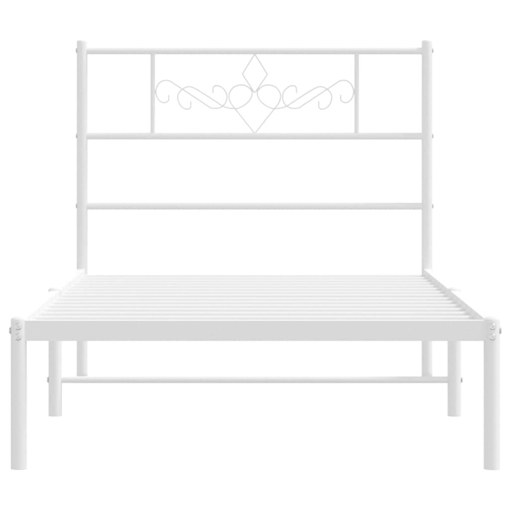 Metal Bed Frame without Mattress with Headboard White 107x203 cm King Single Price