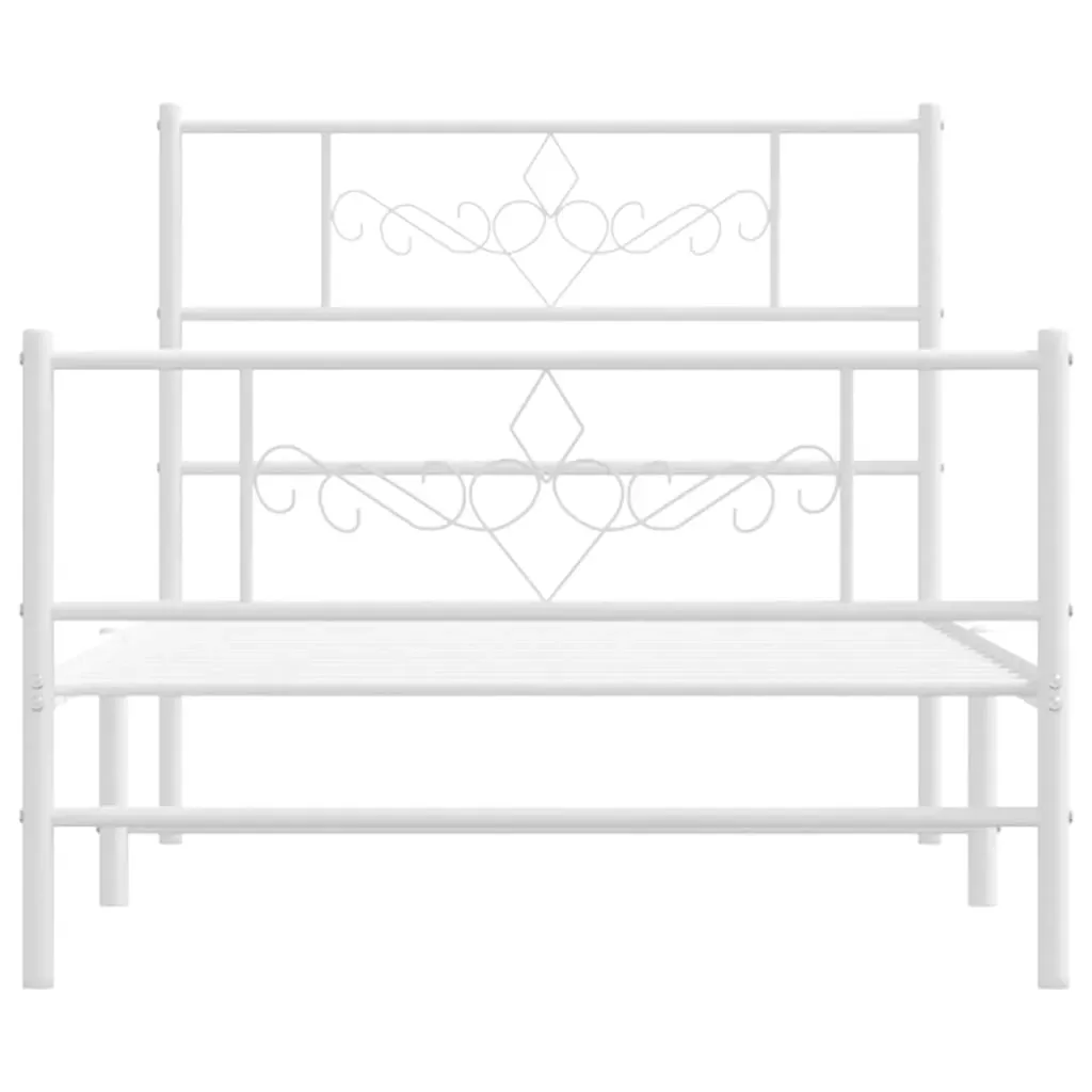 Metal Bed Frame without Mattress with Footboard White 90x190 cm Price