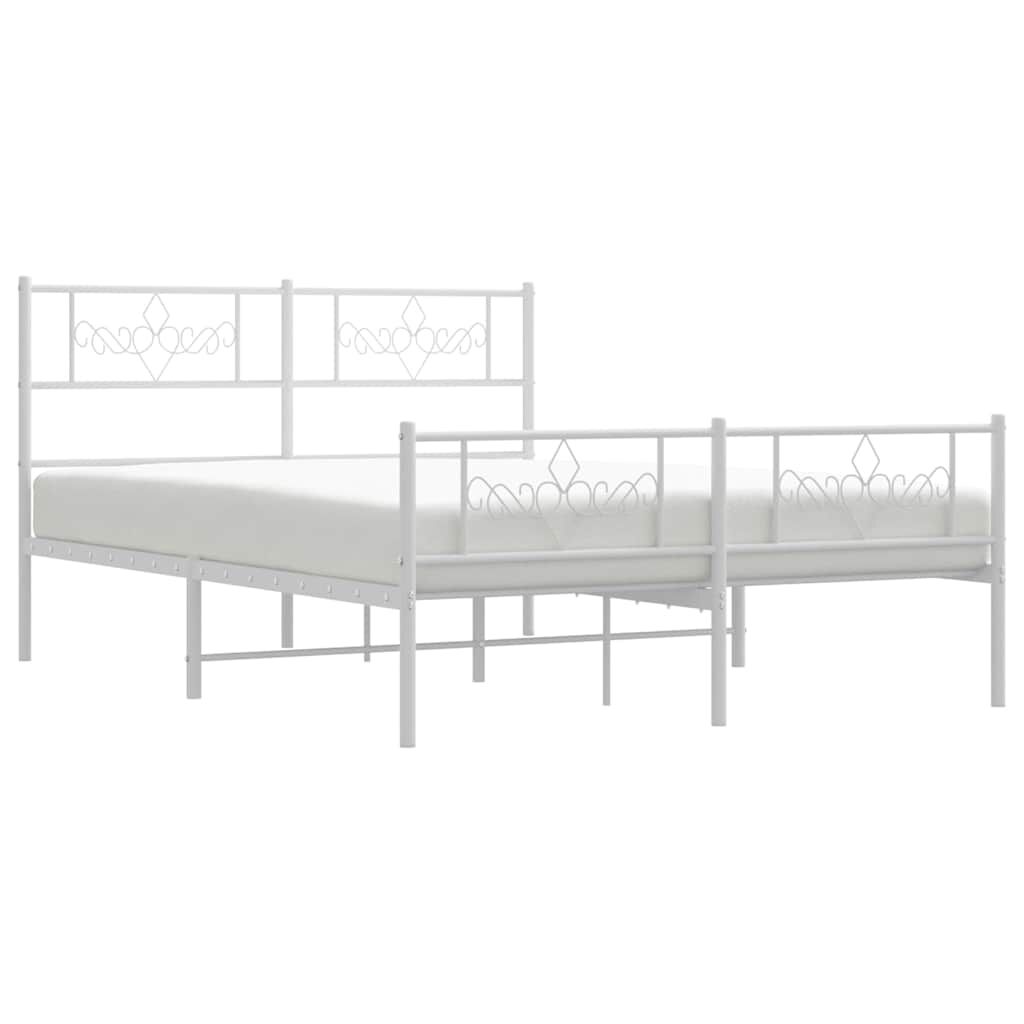 Metal Bed Frame without Mattress with Footboard White 150x200 cm Price
