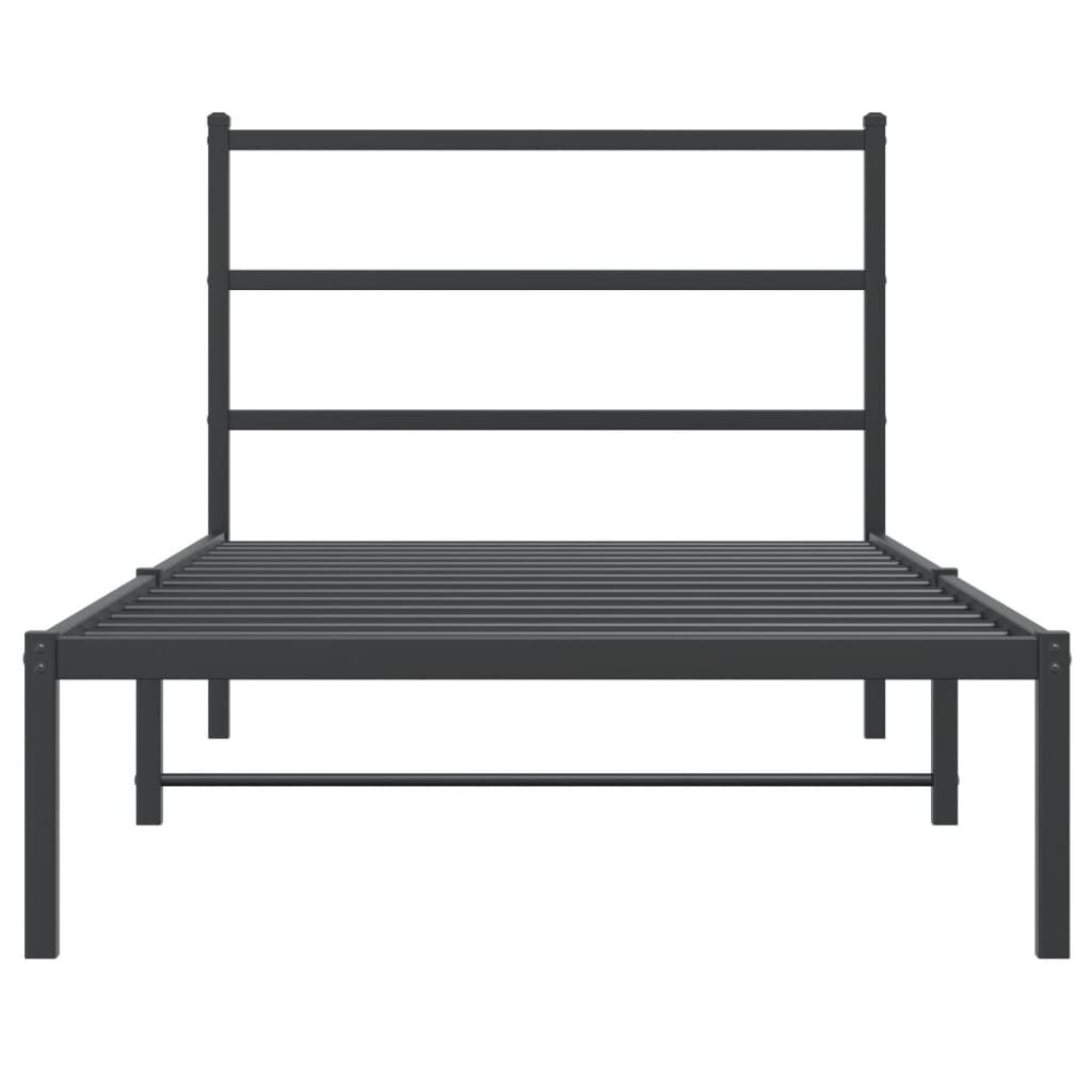 Metal Bed Frame without Mattress with Headboard Black 107x203 cm King Single Price