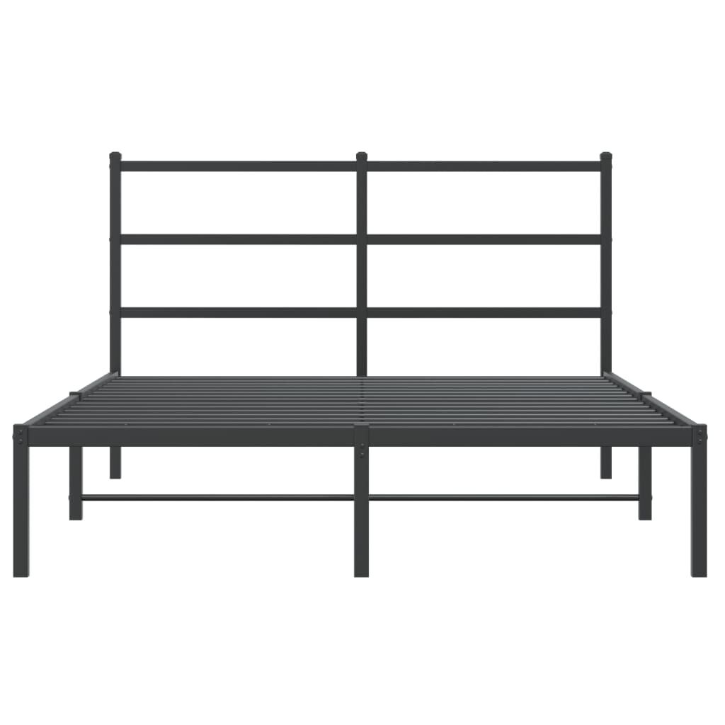 Metal Bed Frame without Mattress with Headboard Black 135x190 cm Price