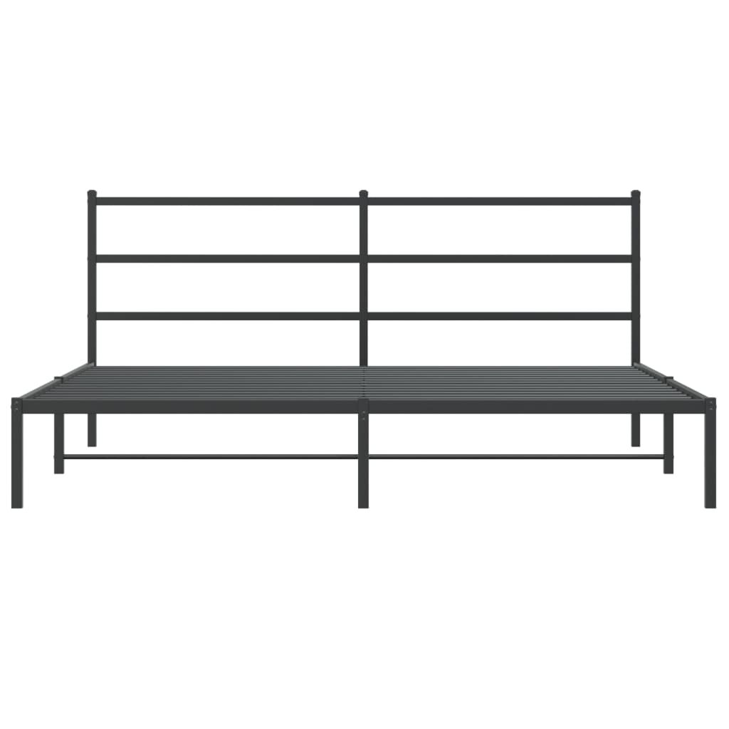Metal Bed Frame without Mattress with Headboard Black 183x203 cm King Price