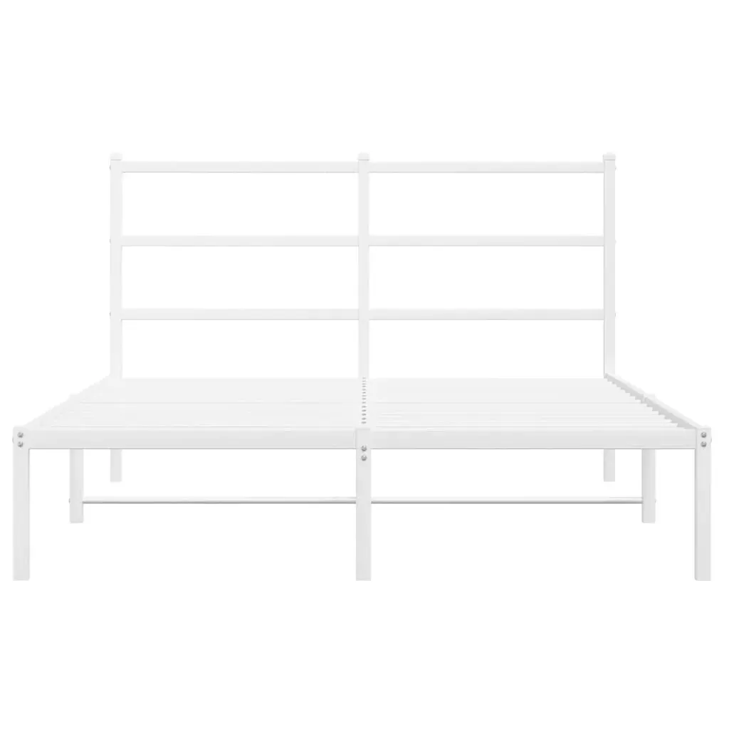 Metal Bed Frame without Mattress with Headboard White 135x190 cm Price