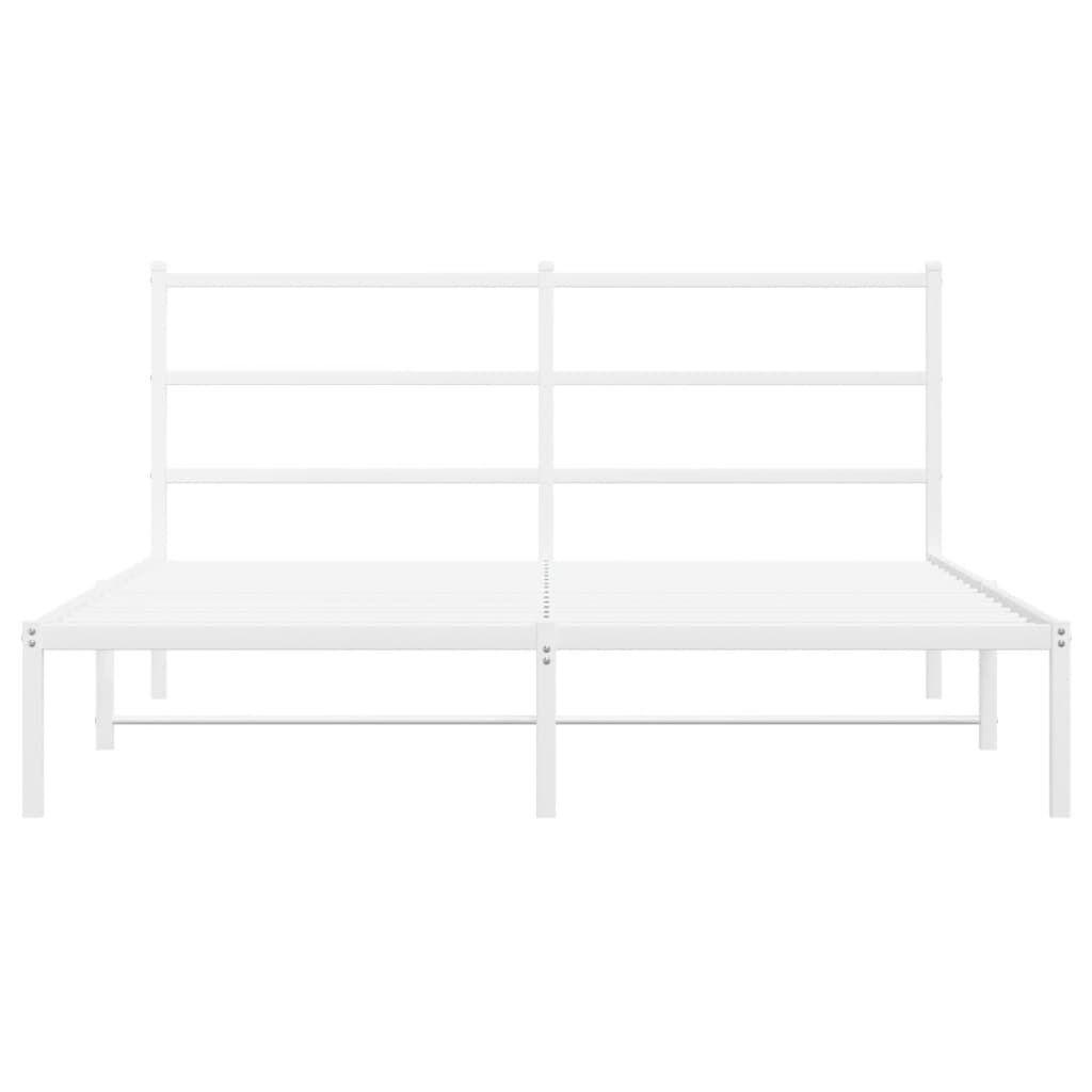 Metal Bed Frame without Mattress with Headboard White 150x200 cm Price