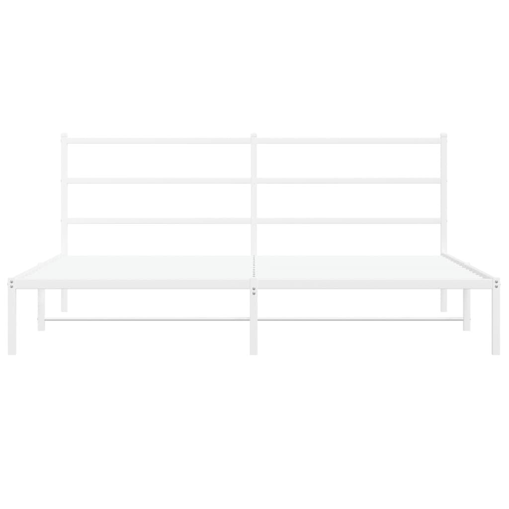Metal Bed Frame without Mattress with Headboard White 183x203 cm King Price