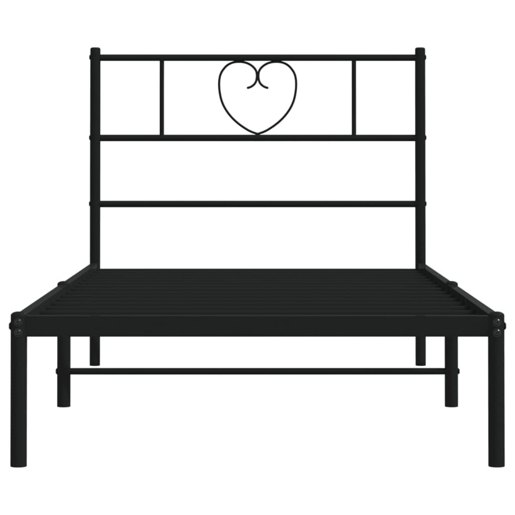 Metal Bed Frame without Mattress with Headboard Black 107x203 cm King Single Price