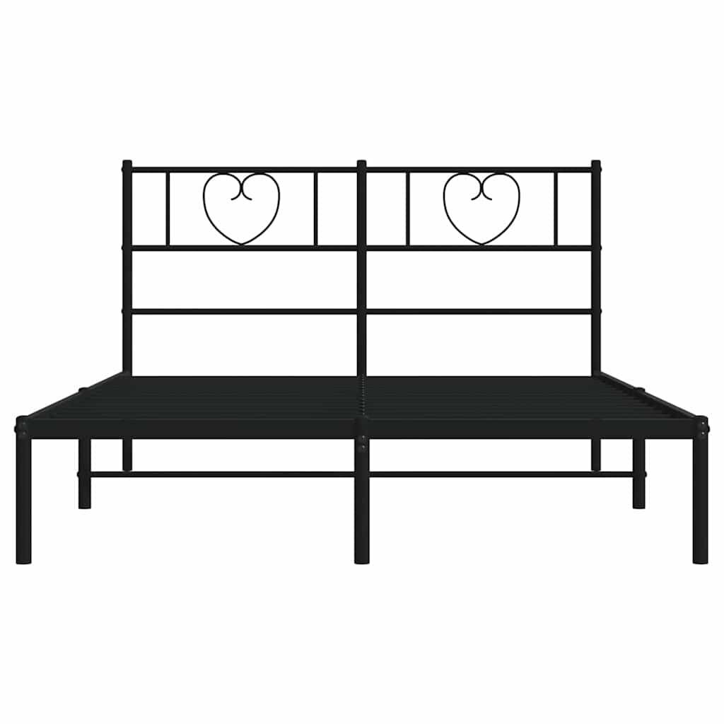 Metal Bed Frame without Mattress with Headboard Black 135x190 cm Price