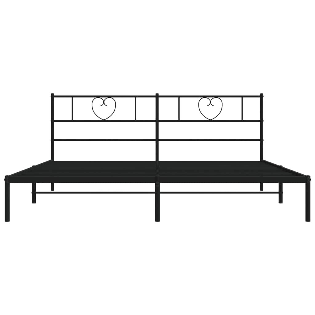 Metal Bed Frame without Mattress with Headboard Black 183x203 cm King Price