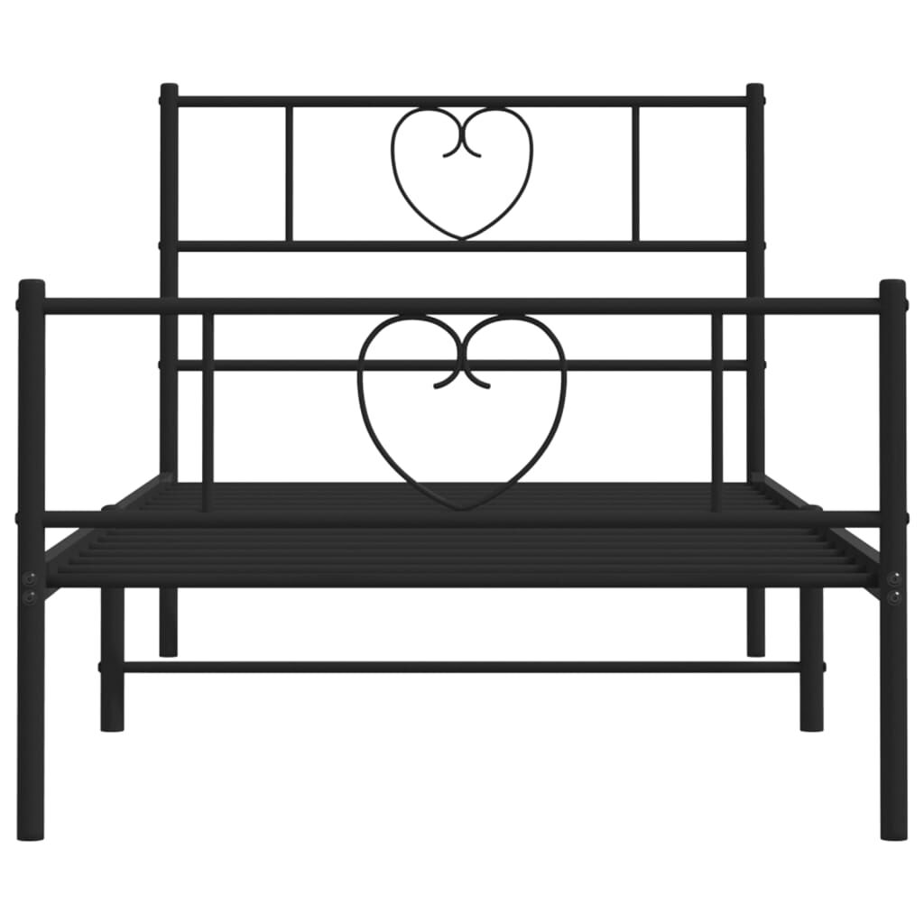 Metal Bed Frame without Mattress with Footboard Black 90x190 cm Price