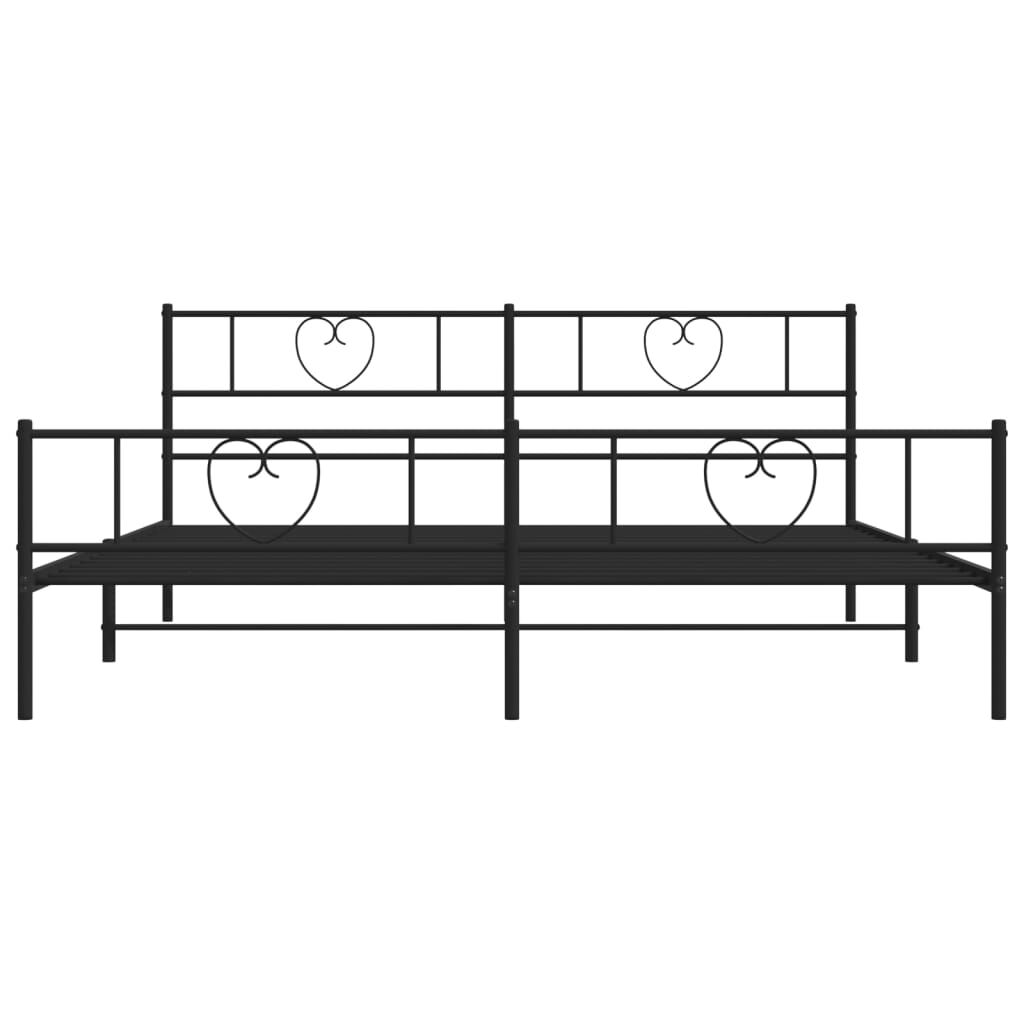 Metal Bed Frame without Mattress with Footboard Black 183x203 cm King Price