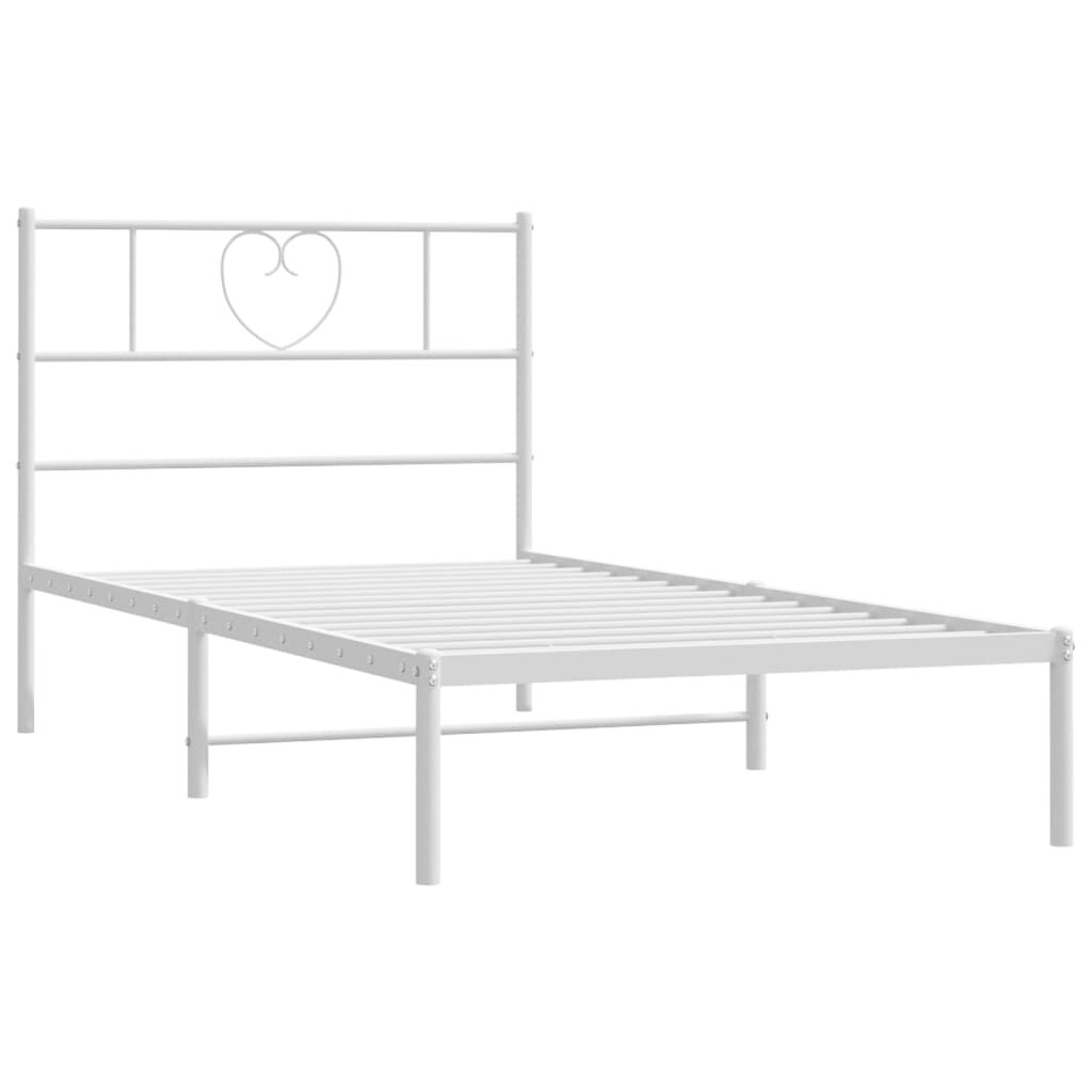Metal Bed Frame without Mattress with Headboard White 90x190 cm Price