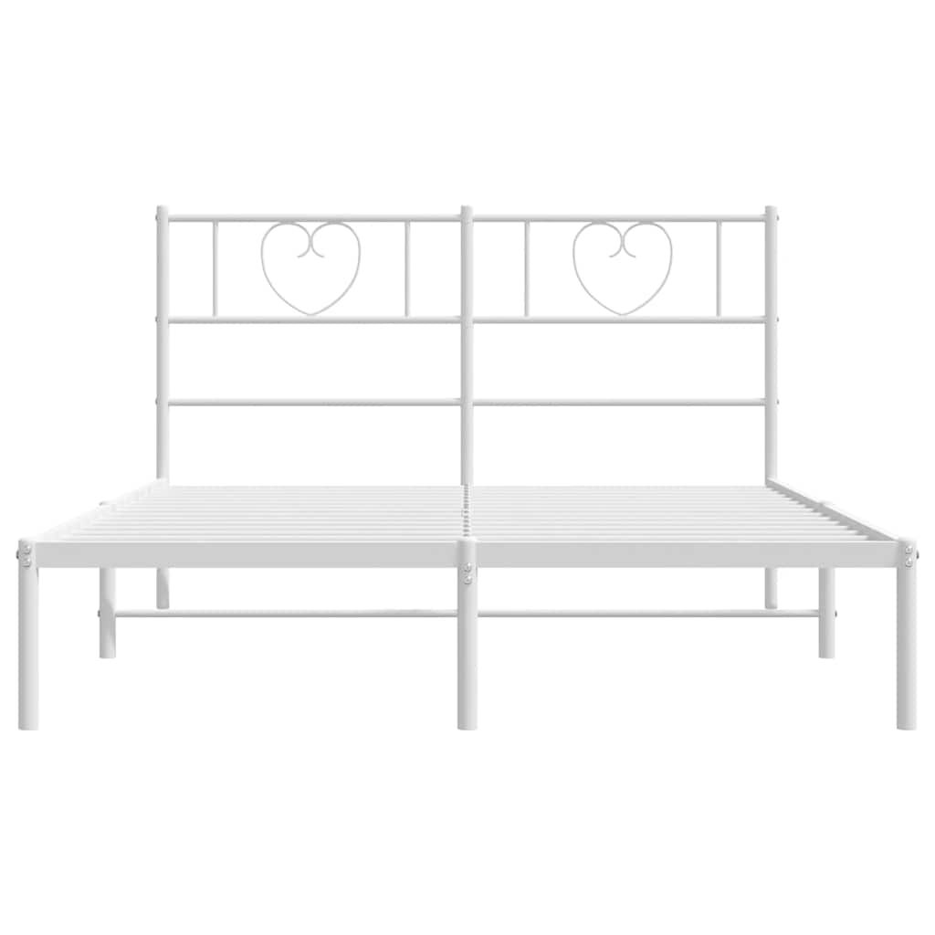 Metal Bed Frame without Mattress with Headboard White 135x190 cm Price