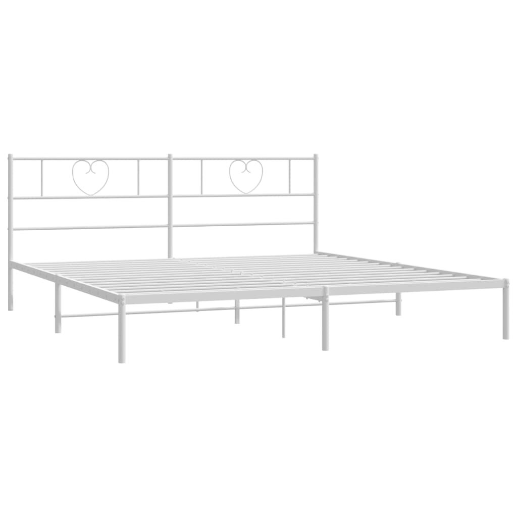 Metal Bed Frame without Mattress with Headboard White 183x203 cm King Price