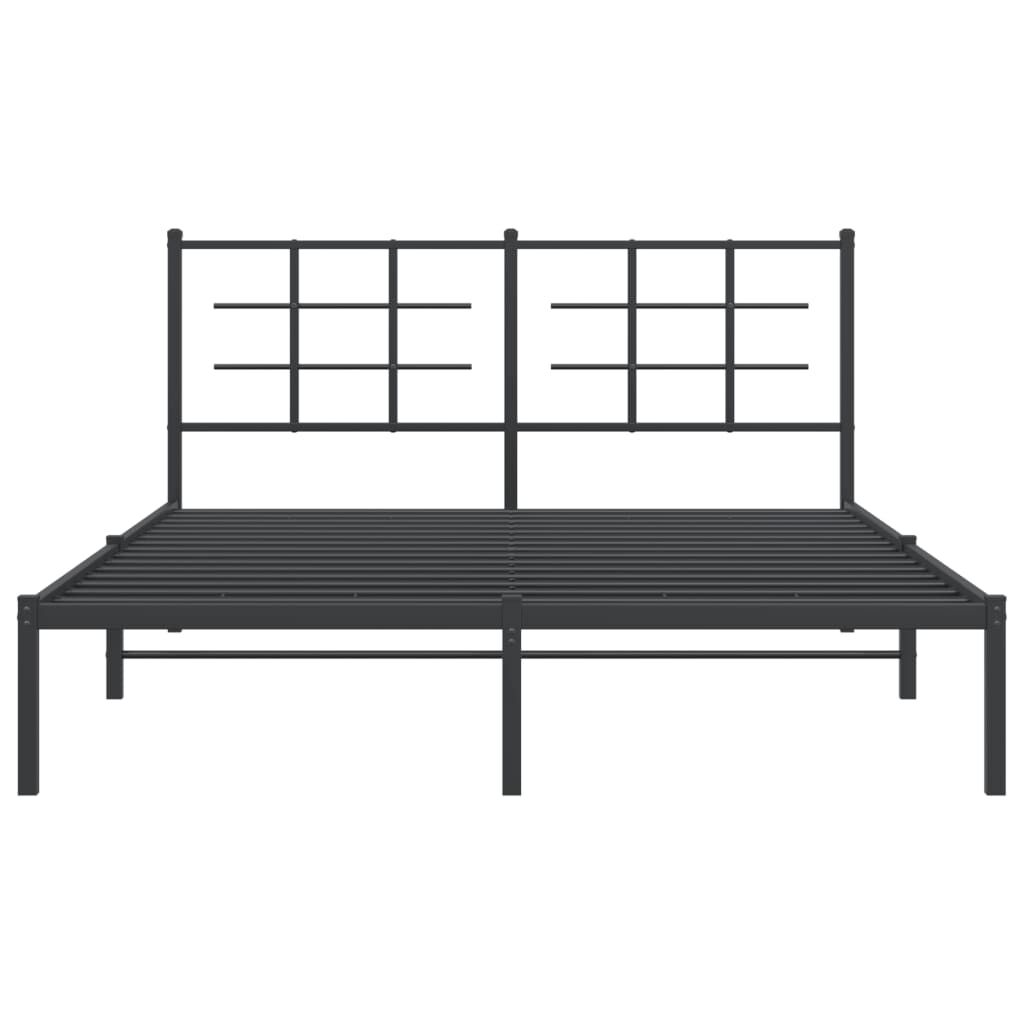 Metal Bed Frame without Mattress with Headboard Black 150x200 cm Price