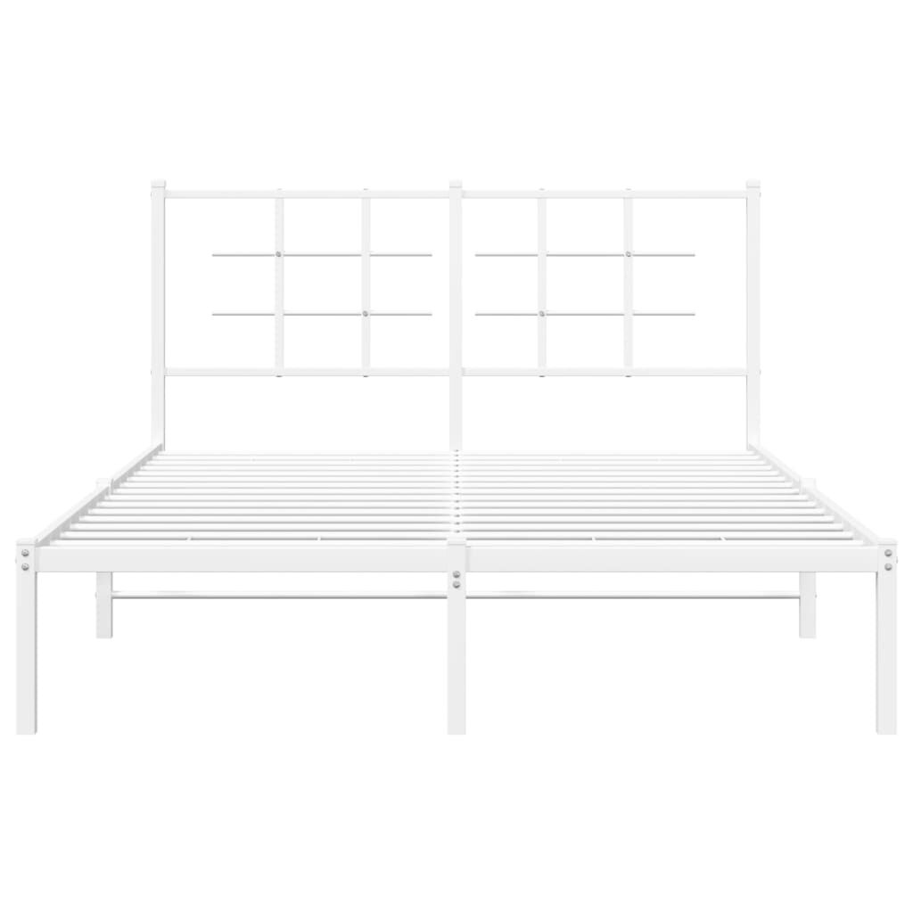 Metal Bed Frame without Mattress with Headboard White 135x190 cm Price