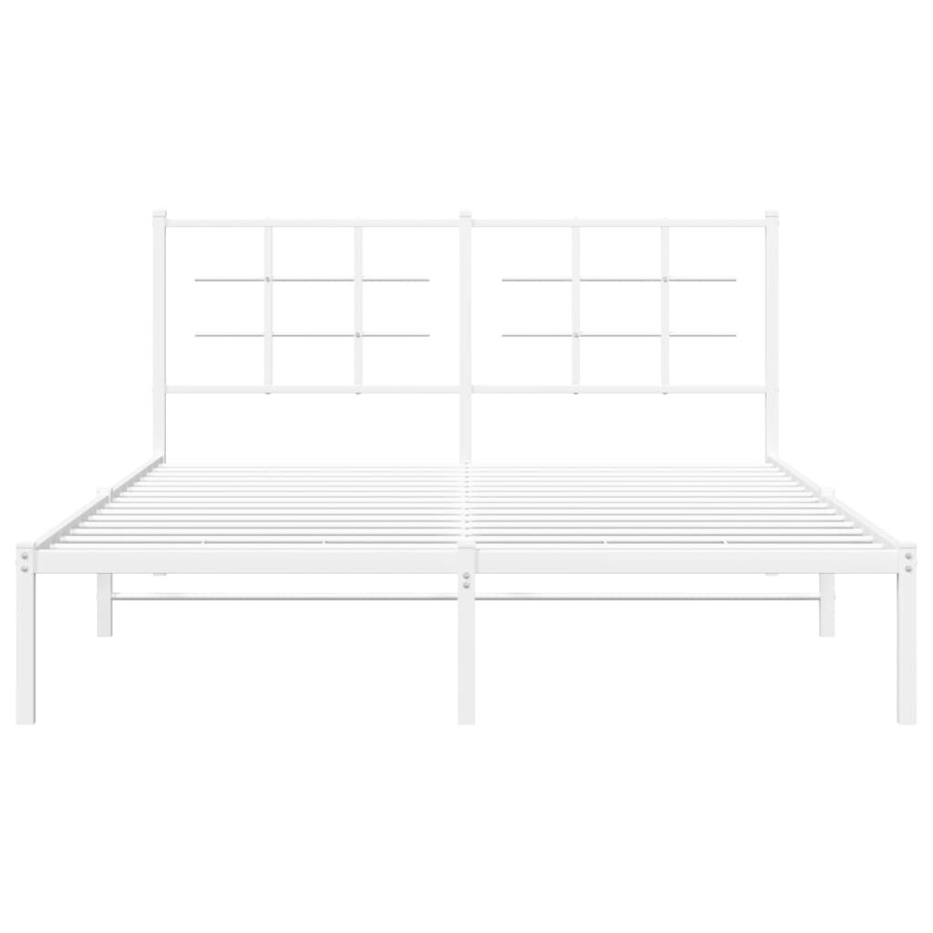 Metal Bed Frame without Mattress with Headboard White 150x200 cm Price
