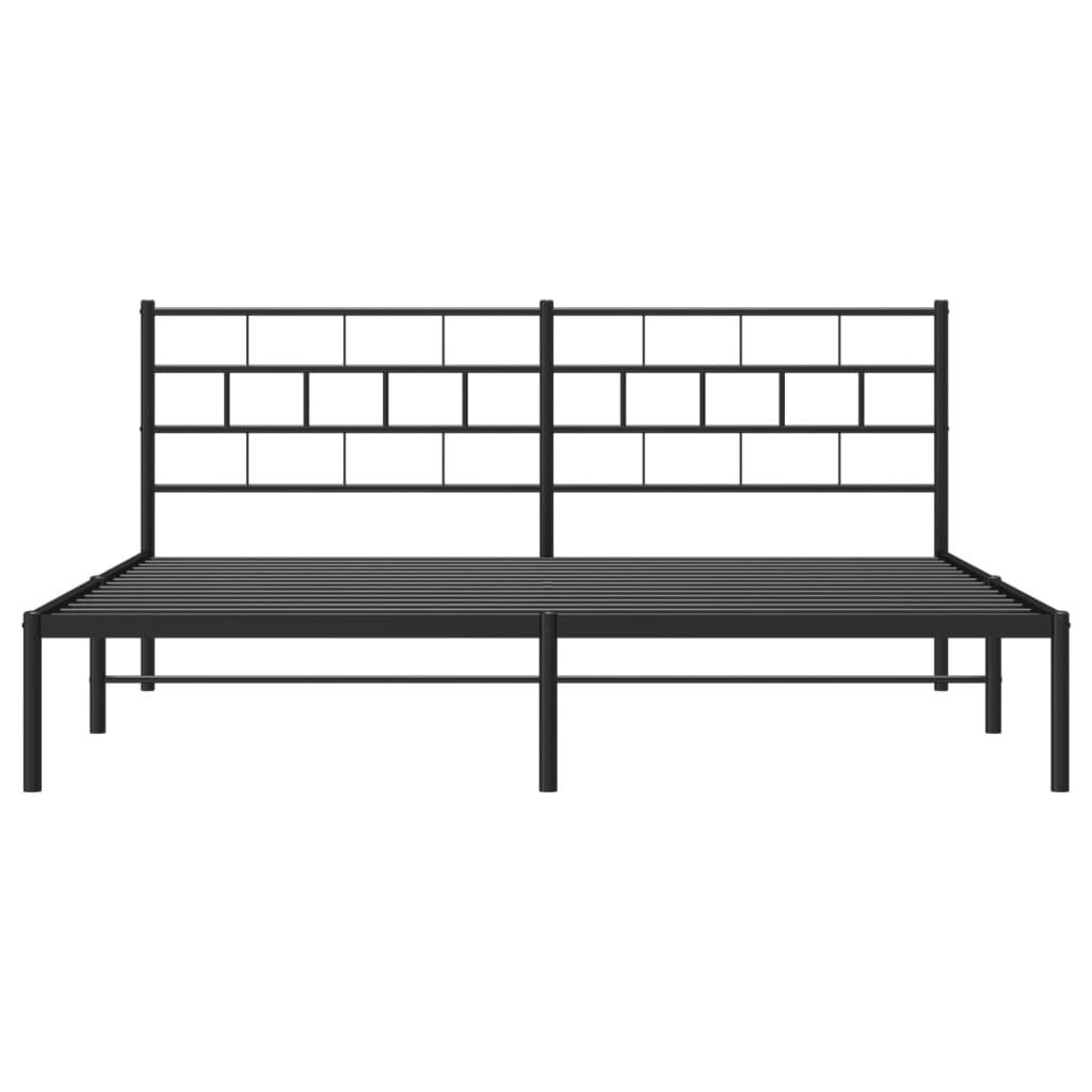 Metal Bed Frame without Mattress with Headboard Black 183x203 cm King Price